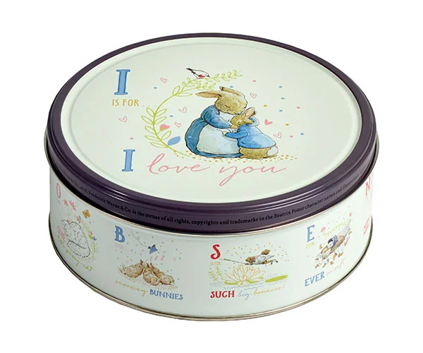 Печиво Cвяткове Jacobsens Bakery Peter Rabbit Mini Tins I Love You Кролик Петер з шоколадною крихтою Бокс 150г - 1