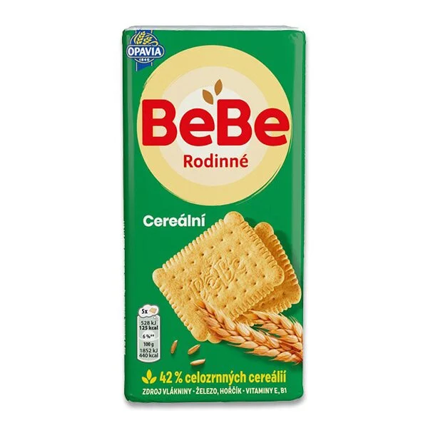 Печиво зернове Opavia Bebe Rodinné Cereální celozrnymi ceraliemi Family Cereal Biscuits цільнозернове вершкове Родинне 20шт 130г