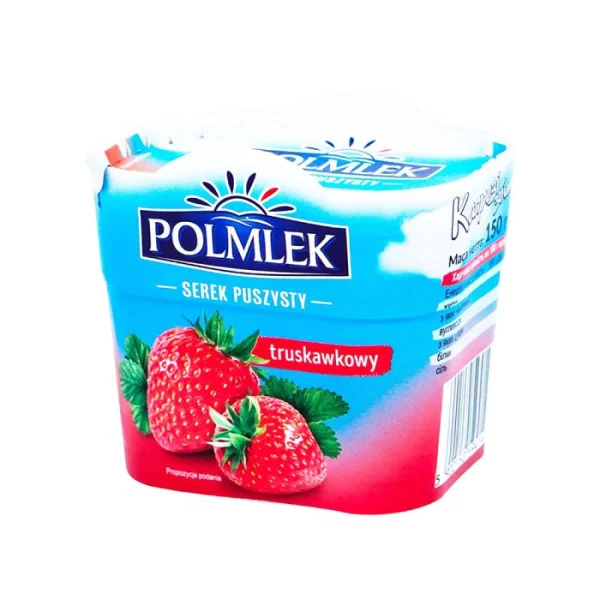 Сир вершковий Polmlek Serek Puszysty Truskawkovy Capresi Полмлек Капрезі Сирок десертний творожний з Полуницею Стакан 150г - 2