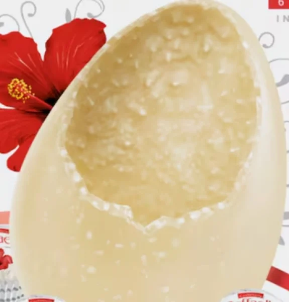 Яйце шоколадне Великоднє Raffaello Confetteria Easter Tojas Big Рафаело Пасхальне Білий шоколад Кокос мигдаль в фользі Велике 100г - 2