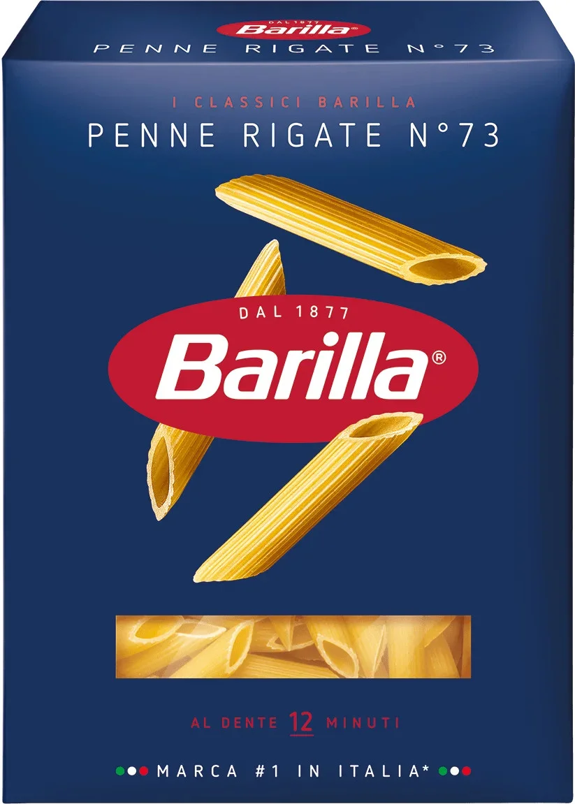 Макарони Пенне №73 Barilla Penne Rigate Al Dente Барілла Паста рігатоні Ребристі трубочки Великі Швидке приготування 500г
