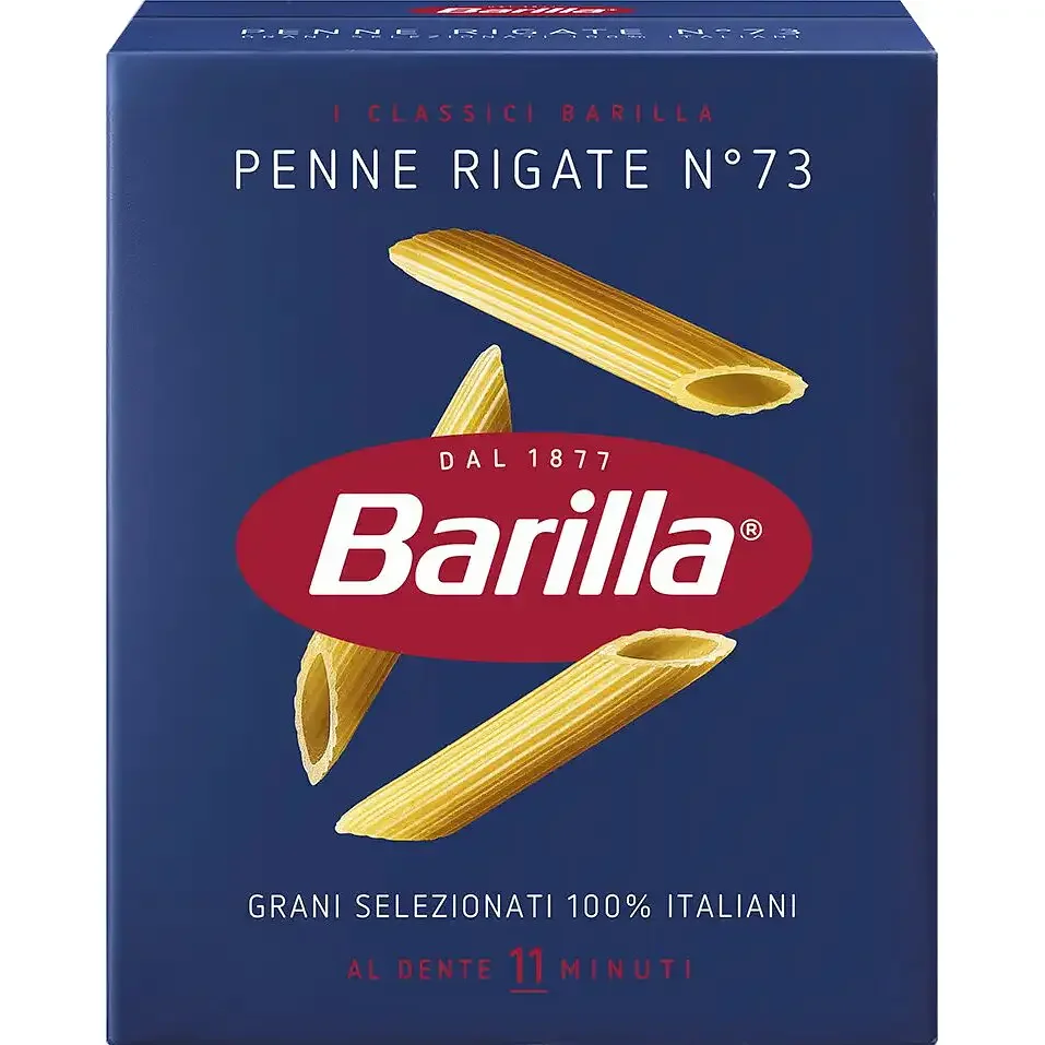 Макарони Пенне №73 Barilla Penne Rigate Al Dente Барілла Паста рігатоні Ребристі трубочки Великі Швидке приготування 1000г