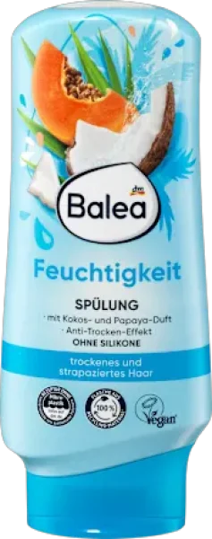 Кондиціонер ополіскувач Зволожуючий Balea Spülung Feuchtigkeit Kokos Papaya Балеа для Сухого волосся аромат Кокос Папайя 300мл - 1