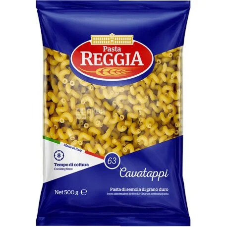 Макарони Каватаппі Ріжки Pasta Reggia №63 Cavatappi Реджія коротка Паста кручені Спіралі Пшеничні Тверді сорти 500г