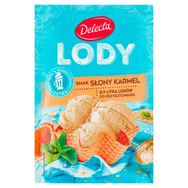 Морозиво сухе Delecta Lody Extra Smak Slony Karmel Делекта Солона карамель Порошкове для приготування Пакетик 57г - 1