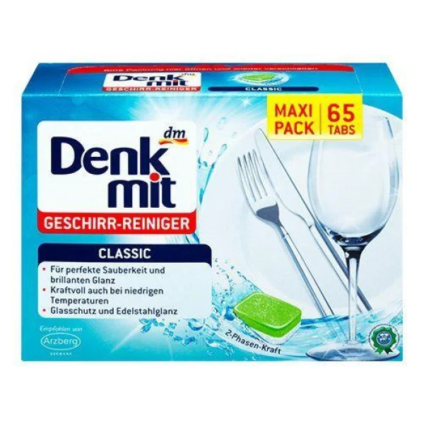 Таблетки для посудомийної машини DenkMit Geschirr Reiniger Tabs Classic Spülmaschinen 2in1 Денкміт Классік Двохфазні 65шт 900г - 1