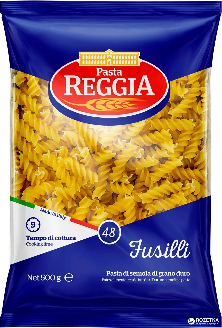 Макарони Фузіллі Pasta Reggia №48 Fusilli Реджія Паста Макарони Спіральки Пшеничні Тверді сорти 500г
