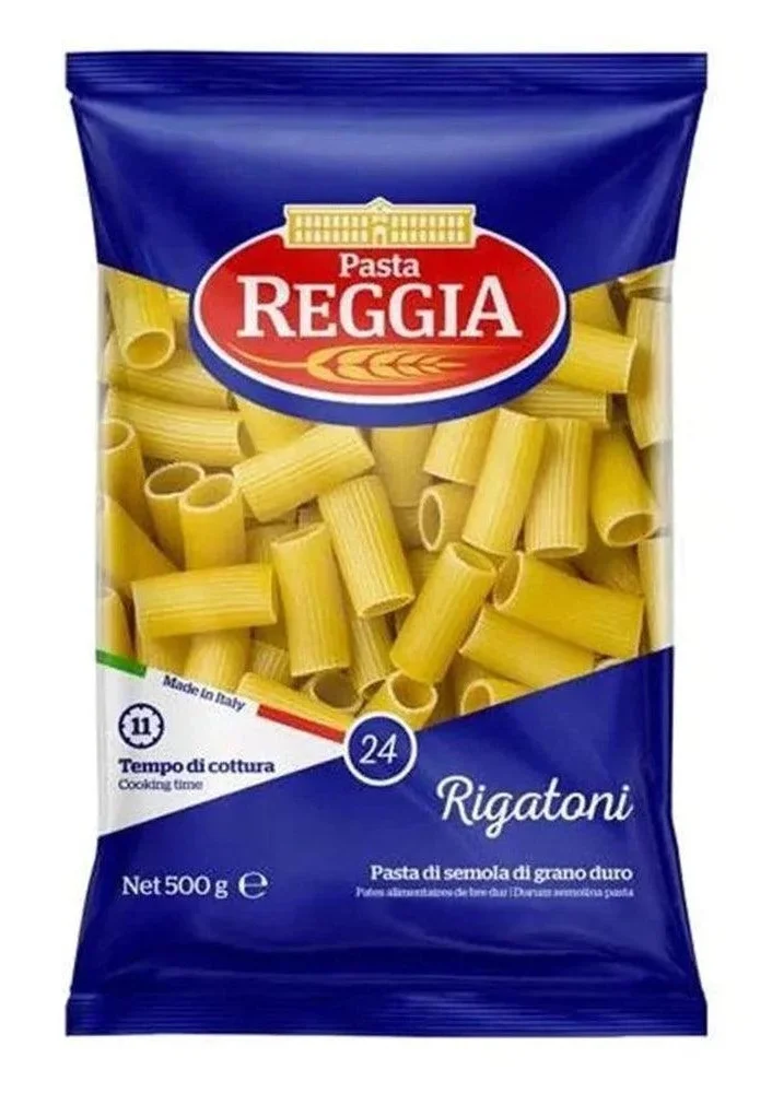 Макарони Рігатони Pasta Reggia №24 Rigatoni Реджія Паста Макарони товсті Трубочки Пшеничні Тверді сорти 500г