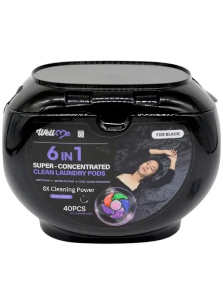 Парфумовані капсули з гранулами для Прання WellMe Black 6в1 Super-concentrated Clean Laundry Pods Велмі для Чорних речей 40шт - 2