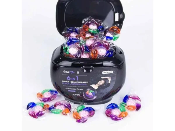 Парфумовані капсули з гранулами для Прання WellMe Black 6в1 Super-concentrated Clean Laundry Pods Велмі для Чорних речей 40шт - 1