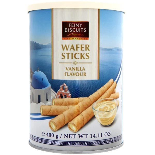 Вафельні трубочки Ванільні Feiny Biscuits Wafer Sticks Vanilla Flavour Фейні Бісквіти з Вершковим кремом Банка 400г - 1