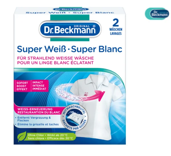 Супер відбілювач для Пожовклого та посірілого одягу Dr. Beckmann Super Weiss Blanc в пакетах 2шт 80г - 1