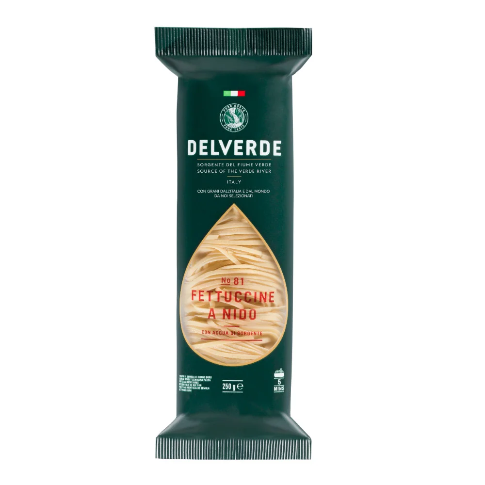 Макарони Феттучіні №81 Delverde Fettuccine a Nido Del Fiume Verde Дельверде Паста широка лапша довгі Смужки 250г