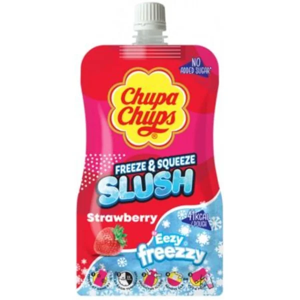 Морозиво з льоду Фруктове Chupa Chups Slush Freeze&Squeeze Strawberry Flavours Чупа Чупс Заморозь та Стисни сік Полуниці 250мл - 1