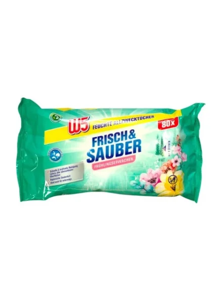 Серветки вологі для Прибирання Універсальні W5 Multi Surface allzwecktücher Frisch&Sauber Frühlingserwachen В5 з Клапаном 80шт - 2