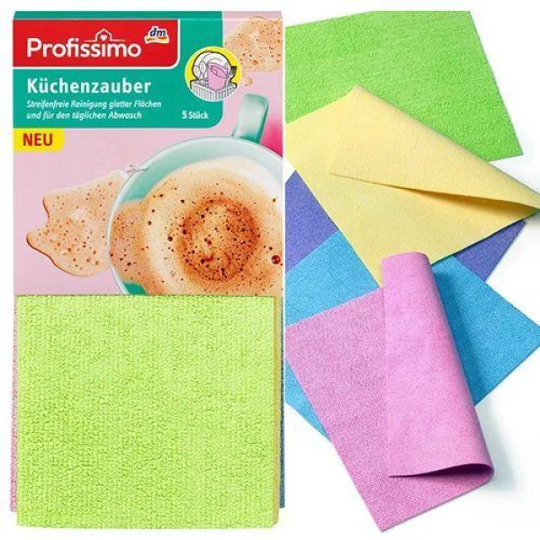 Серветки Поглинальні для прибирання Універсальні Denkmit Profissimo Küchenzauber Allzwecktücher Денкміт мікрофібра 5кольорів 5шт - 1