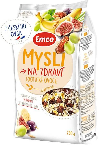 Мюслі Emco Mysli Na zdravi Sypané Exotické Ovoce Емко вівсяні Пластівці суміш Злаків та Екзотичних фруктів 750г