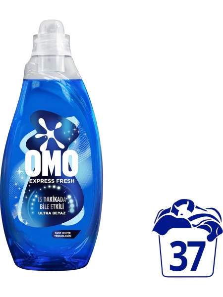 Гель для Шидкого прання Білої та Кольорової білизни Omo Express Fresh Fast White Омо Швидке відбілювання 37 прань 1480мл - 2
