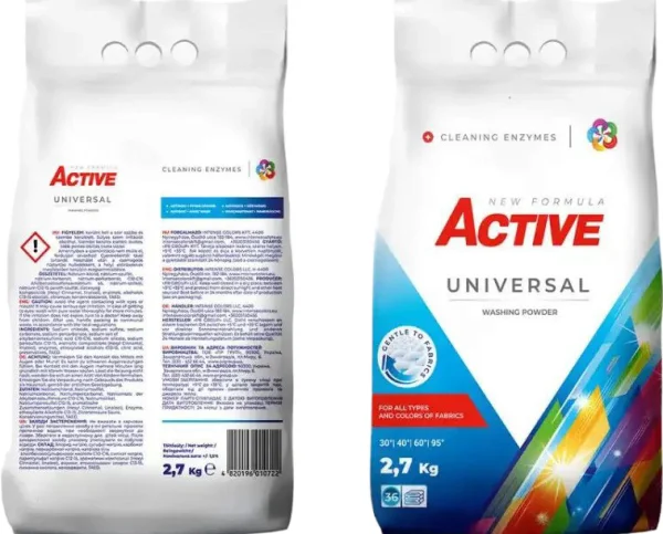 Порошок для прання Універсальний Active Universal New formula Washing Powder Cleaning enzymes Актів з Ензимами 36прань 2700г - 1