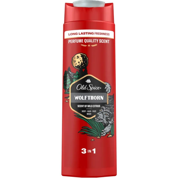 Гель для Душу 3в1 Чоловічий Old Spice Wolfthorn Long Lasting Fresh Wild Citrus ОлдСпайс Вольфторн Аромат Диких цитрусових 400мл - 1