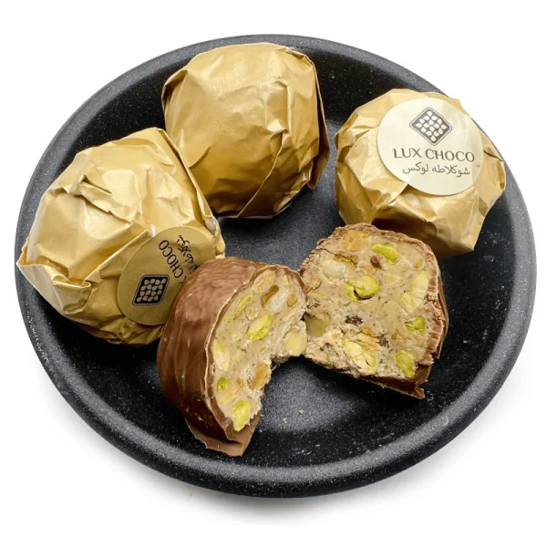 Цукерка Дубайській шоколад Lux Choco 3110 Люкс Чоко з мигдалем та фундуком Обгортка 1шт 50г - 2