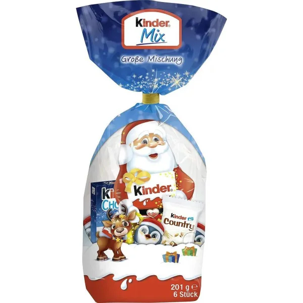 Набір Подарунок новорічний Kinder Mix Große Mischung Кіндер мікс солодощів Пакет 6шт 201г - 1