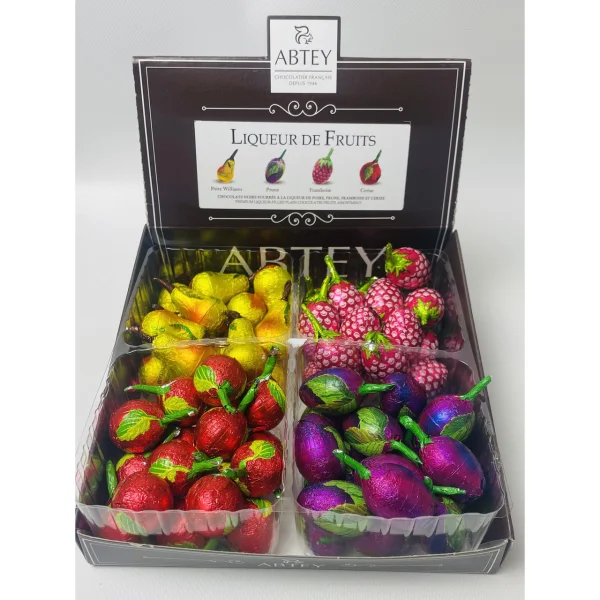 Цукерка шоколадна Фрукти з лікером Abtey Liqueur de Fruits Chocolate Framboise Абтей з рідкою начинкою в фользі Малина 1шт 10г - 2
