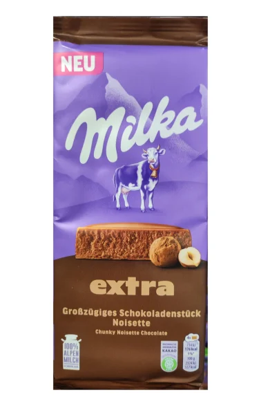 Шоколад плитка Milka Extra Chunky Noisette Chocolate Whole hazelnuts Мілка Екстра Молочний з цільним фундуком 190г - 1