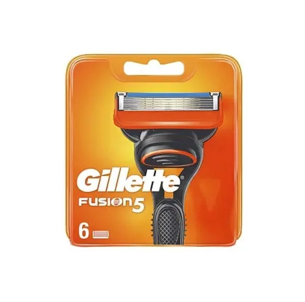 Касети Леза змінні Бритви Чоловічі Gillette Fusion5 Cartrige Джілет Фьюжн5 Картріджі одноразові Змащувальна змужка 5лез 6шт - 1