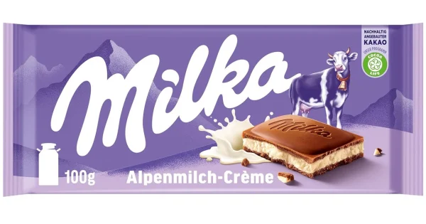 Шоколад з альпійського молока Milka Alpenmilch Alpine Milk Cream Мілка з делікатним альпійським молочним кремом 100г - 2