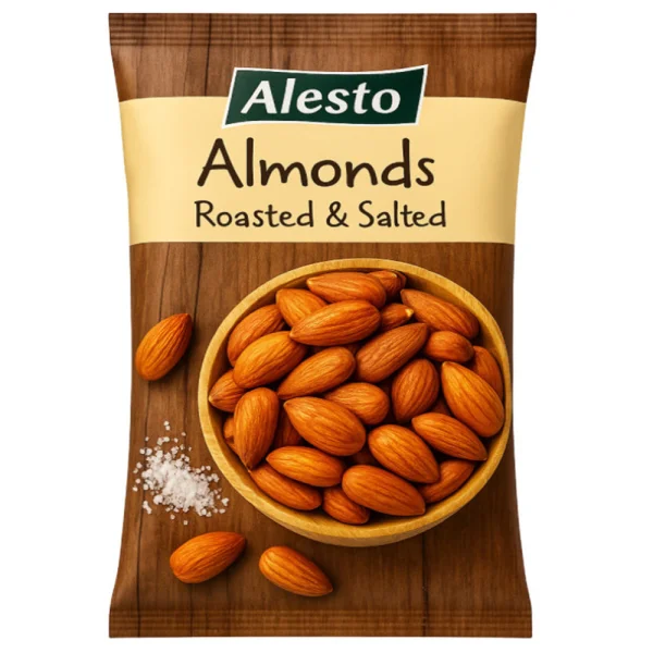 Мигдаль смажений Солений Alesto Almonds Roasted&Salted Алесто з сіллю Пакет 150г - 1