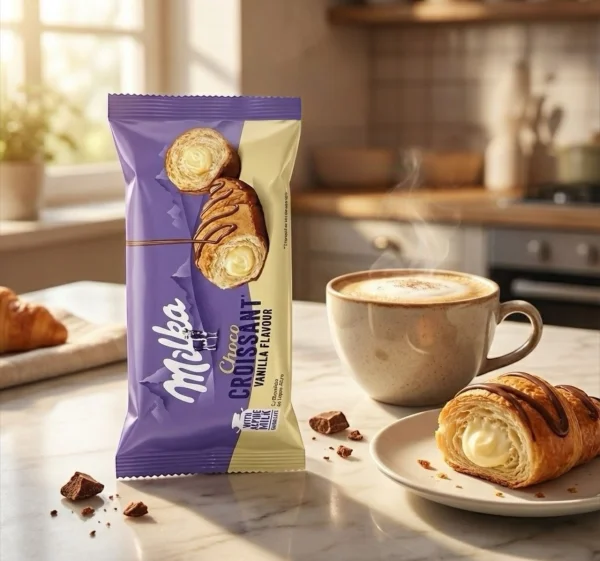 Круасан з листового тіста Milka Choco Croissant Vanilla Flavour Мілка шоколадний з ванільним кремом 50г - 1
