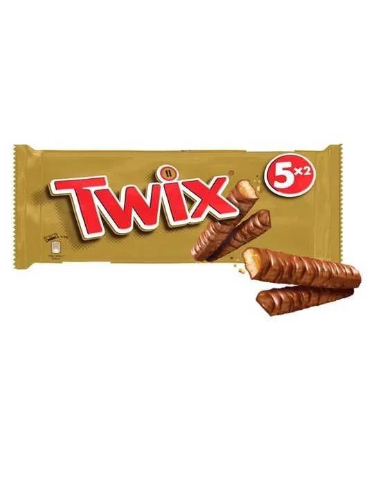 Набір Шоколадні батончики Twix II Double Caramel Miltipack Твікс молочний шоколад з карамеллю та Печивом 5шт 250г