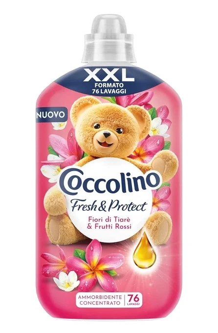 Ополіскувач Кондиціонер для білизни Coccolino Fresh&Protect XXL Fiori Tiare&Frutti rossi Коколіно Свіжість Квіти 76прань 1750мл
