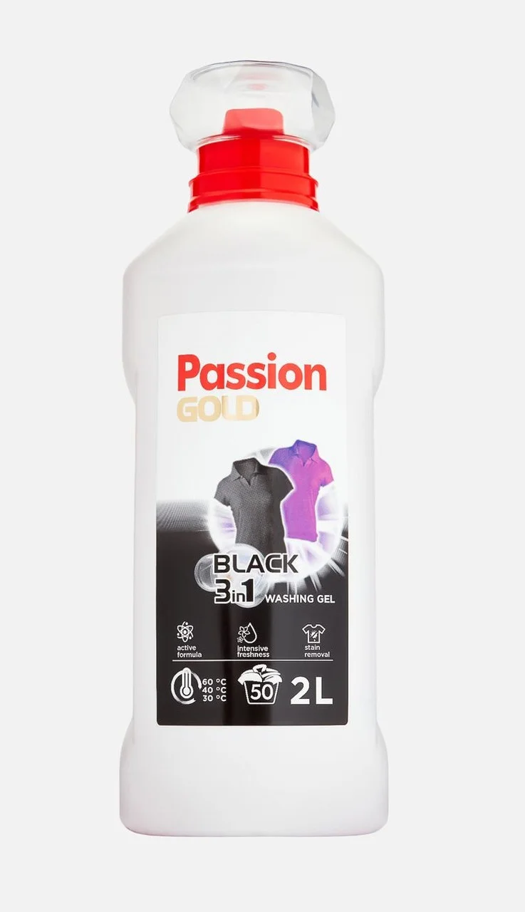 Гель для прання Чорних речей Passion Gold Black Feinwaschmittel Professional 3in1 Пашен Голд Блек 50прань ковпачок Дозатор 2000мл