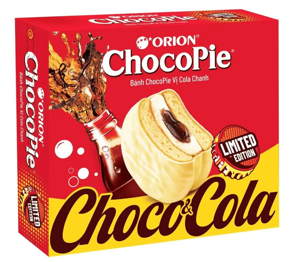 Печиво сендвіч Крем та Кола Orion ChocoPie Choco&Cola Limited Оріон ШокоПай бісквітне з вершковим кремом Коробка 12шт 360г