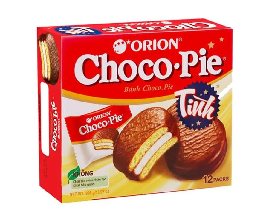 Печиво сендвіч Шоколадне Orion ChocoPie Choco&Cream Оріон ШокоПай бісквітне з вершковим кремом Коробка 12шт 396г