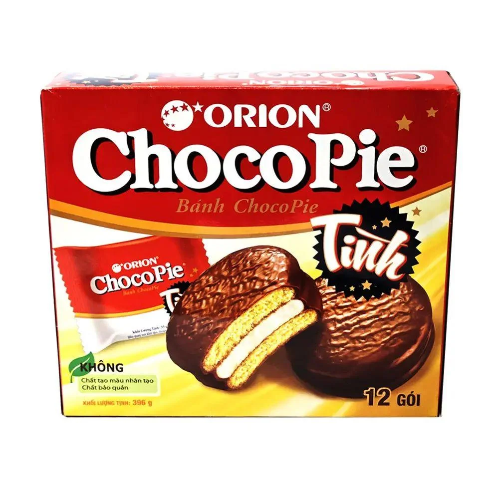Печиво сендвіч Шоколадне Orion ChocoPie Choco&Cream Оріон ШокоПай бісквітне з вершковим кремом Коробка 12шт 396г