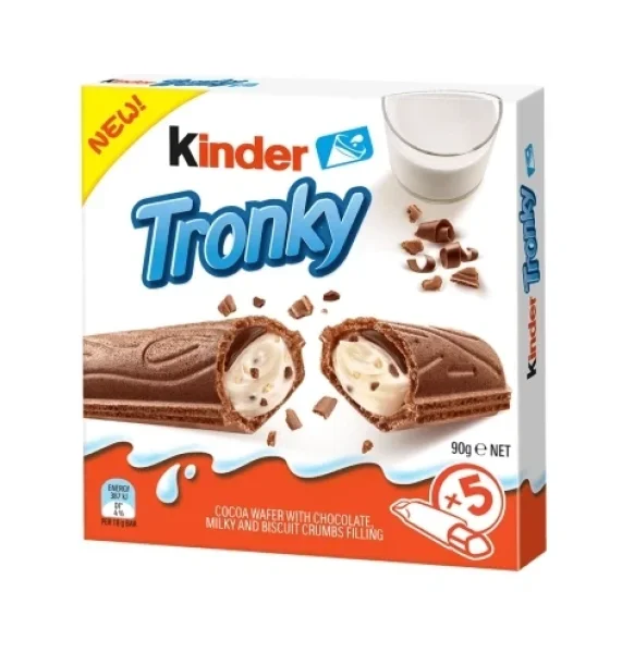 Шоколадні батончики Kinder Tronky Кіндер Тронкі з шматочками печива та молочним кремом 5шт коробка 90г - 1