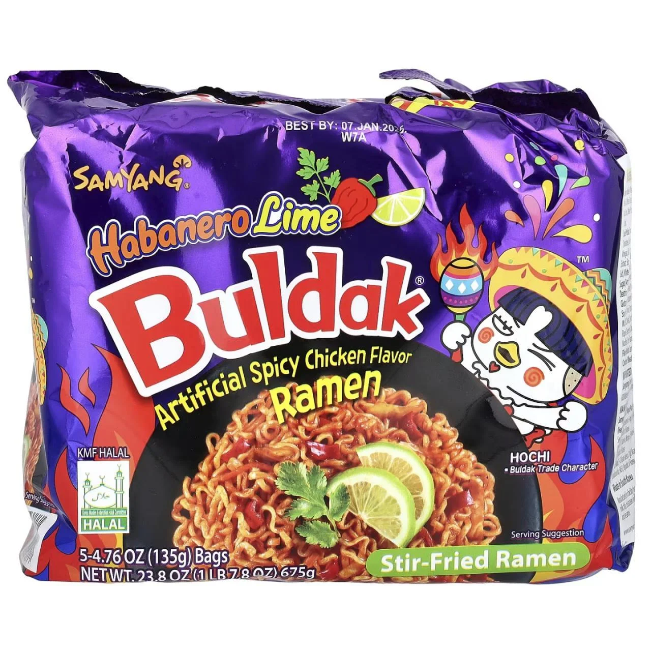 Локшина Рамен з пшеничної муки Samyang Buldak Habanero Lime Artificial Spicy chicken Flavor Hochi Булдак Хабанеро Лайм Курка 135г