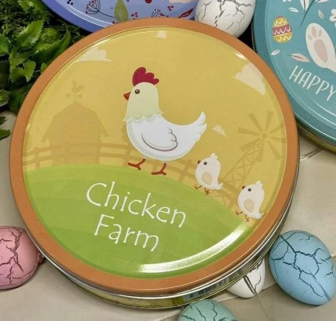 Печиво Cвяткове Jacobsens Bakery Happy Easter Time Tin Chicken Farm Mix Якобсенс мікс з шоколадною крихтою жб Бокс 340г