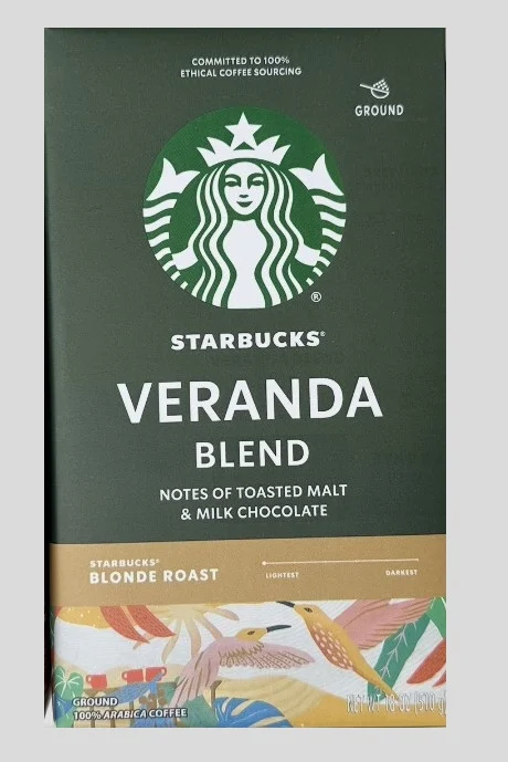 Кава мелена Starbucks Veranda Blend 100% Arabica Blonde Roast Старбакс Веранда арабіка Світла обжарка Вакуум пакет 510г