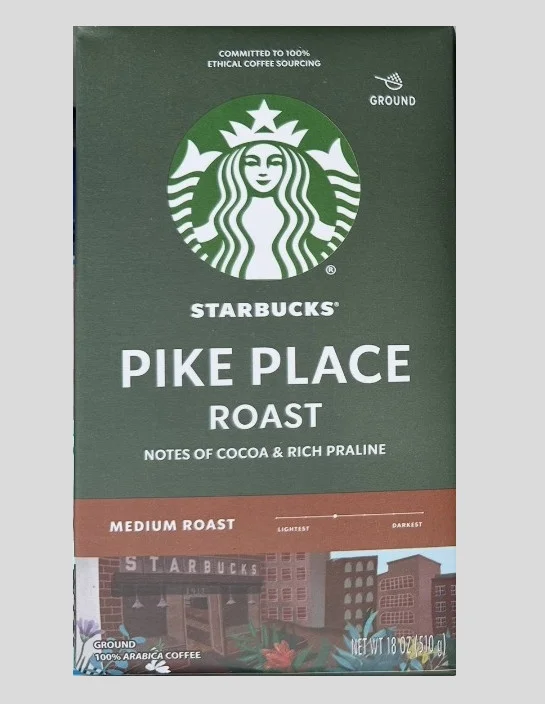Кава мелена Starbucks Pike Place Roast 100% Arabica Medium Старбакс Пайк-Плейс арабіка Середня обжарка Нотки Какао пакет 510г