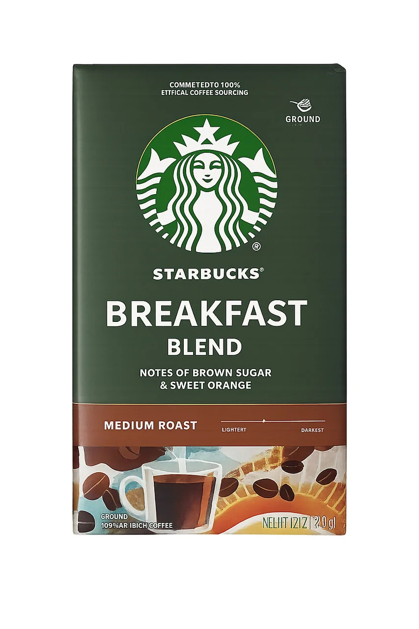 Кава мелена Starbucks Breakfast Blend 100% Arabica Medium Roast Старбакс Брекфаст арабіка Середня обжарка Вакуум пакет 510г