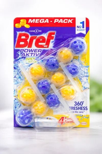 Підвіска блок для змивання унітазу Bref WC Power Active 4 Function Formula Juicy Lemon Бреф аромат Лимон 3шт 150г - 2