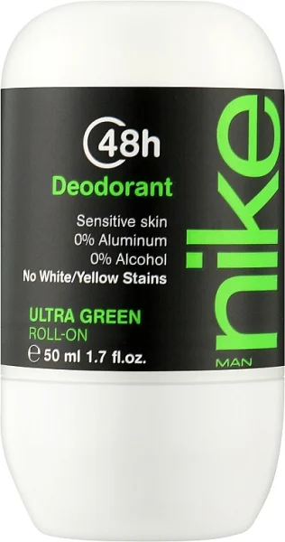 Дезодорант Шариковий Nike Man Ultra Green 48H Deodorant Sensitive Roll‑On Найк Ультра зелений без алюмінію Рол-Он Сенсітів 50мл - 1