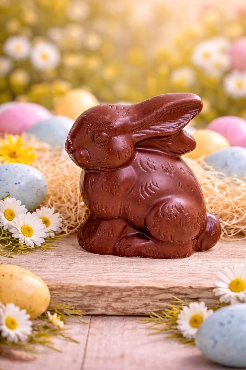 Шоколадна фігурка Зайчик Великодній Magnetic Easter Bunny Мангетік пасхальний кролик з молочного Шоколаду Пакет 100г