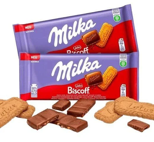 Шоколад Молочний Milka Lotus Biscoff Мілка з карамелізованим Печивом Лотус Біскофф плитка 90г
