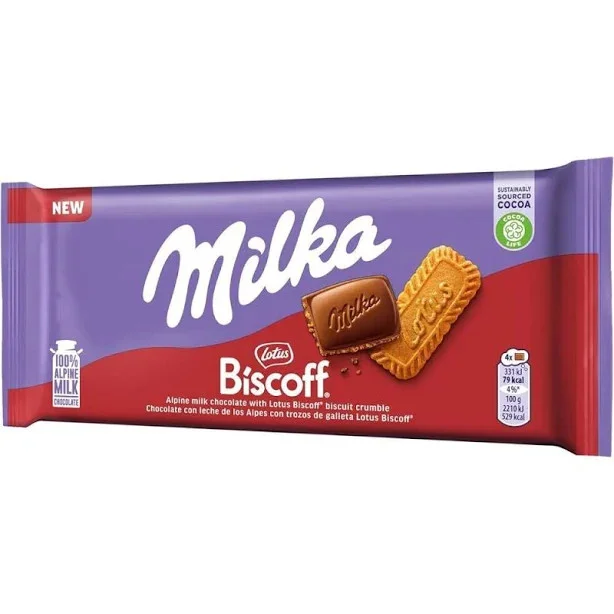 Шоколад Молочний Milka Lotus Biscoff Мілка з карамелізованим Печивом Лотус Біскофф плитка 90г