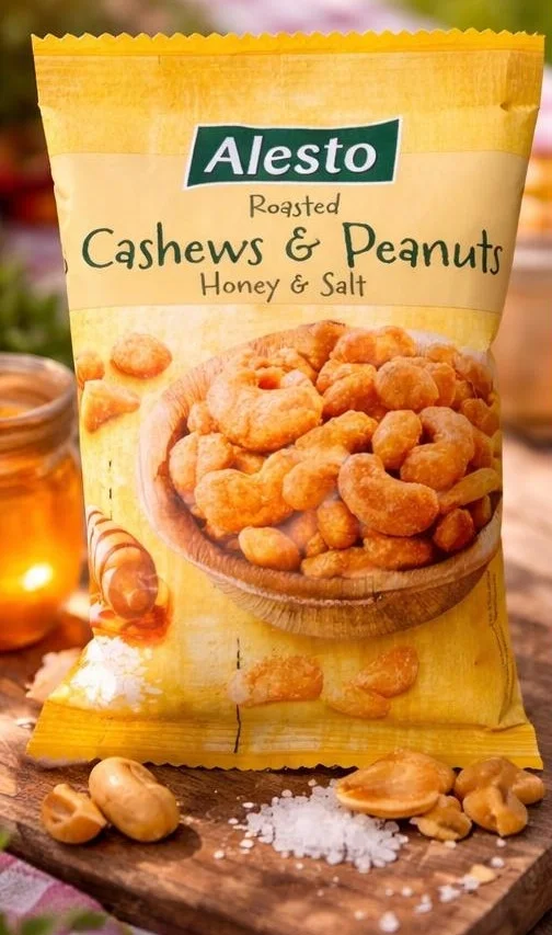 Суміш горіхів Alesto Roasted Cashews&Peanuts Honey&Salted Алесто снеки кешью та арахіс глазуровані Мед та Сіль Пакет 200г